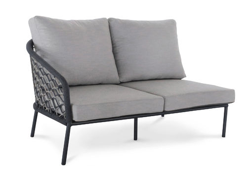 2-Sitzer Couch Mali links inkl. Auflagen, anthrazit/grau-Melange
